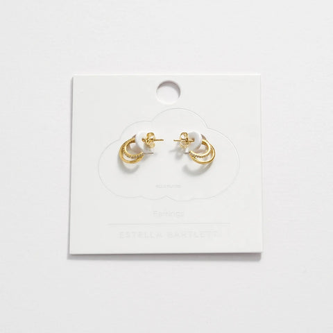 Pave Curl Hoops Gold Plated by Estella Bartlett