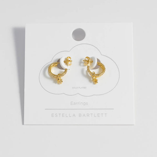 Duo Pave Star Hoops Gold Plated by Estella Bartlett