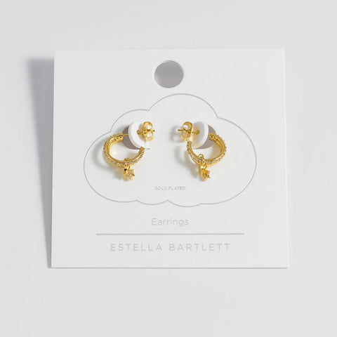 Duo Pave Star Hoops Gold Plated by Estella Bartlett