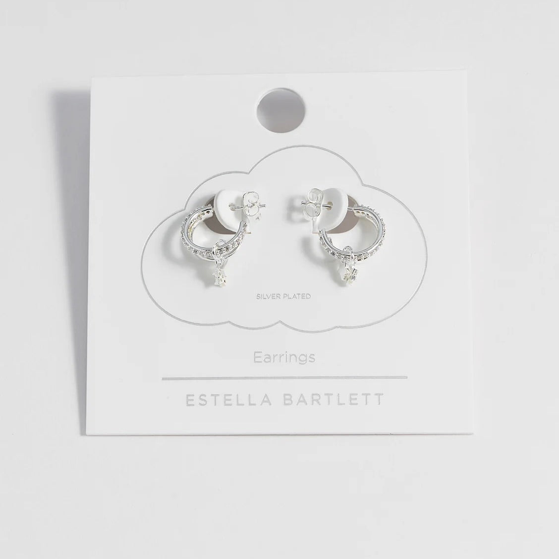 Silver Duo Pave Star Hoops by Estella Bartlett