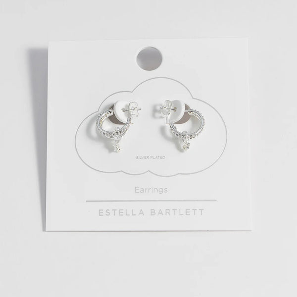 Silver Duo Pave Star Hoops by Estella Bartlett