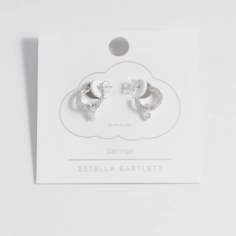 Silver Duo Pave Star Hoops by Estella Bartlett
