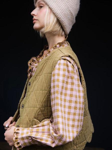 Olive Quilted Estelle Gilet By Bonté