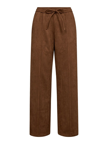 Camel Faux Suede Trousers By Co’Couture