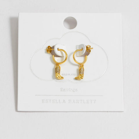 Cowboy Boot Hoop Earrings Gold Plated by Estella Bartlett