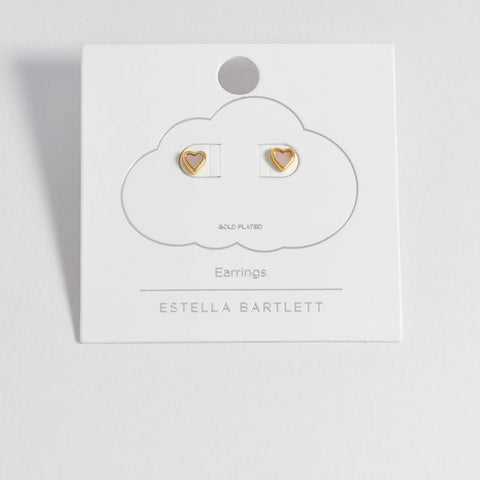 Pink Pearl Heart Stud Earrings Gold Plated by Estella Bartlett