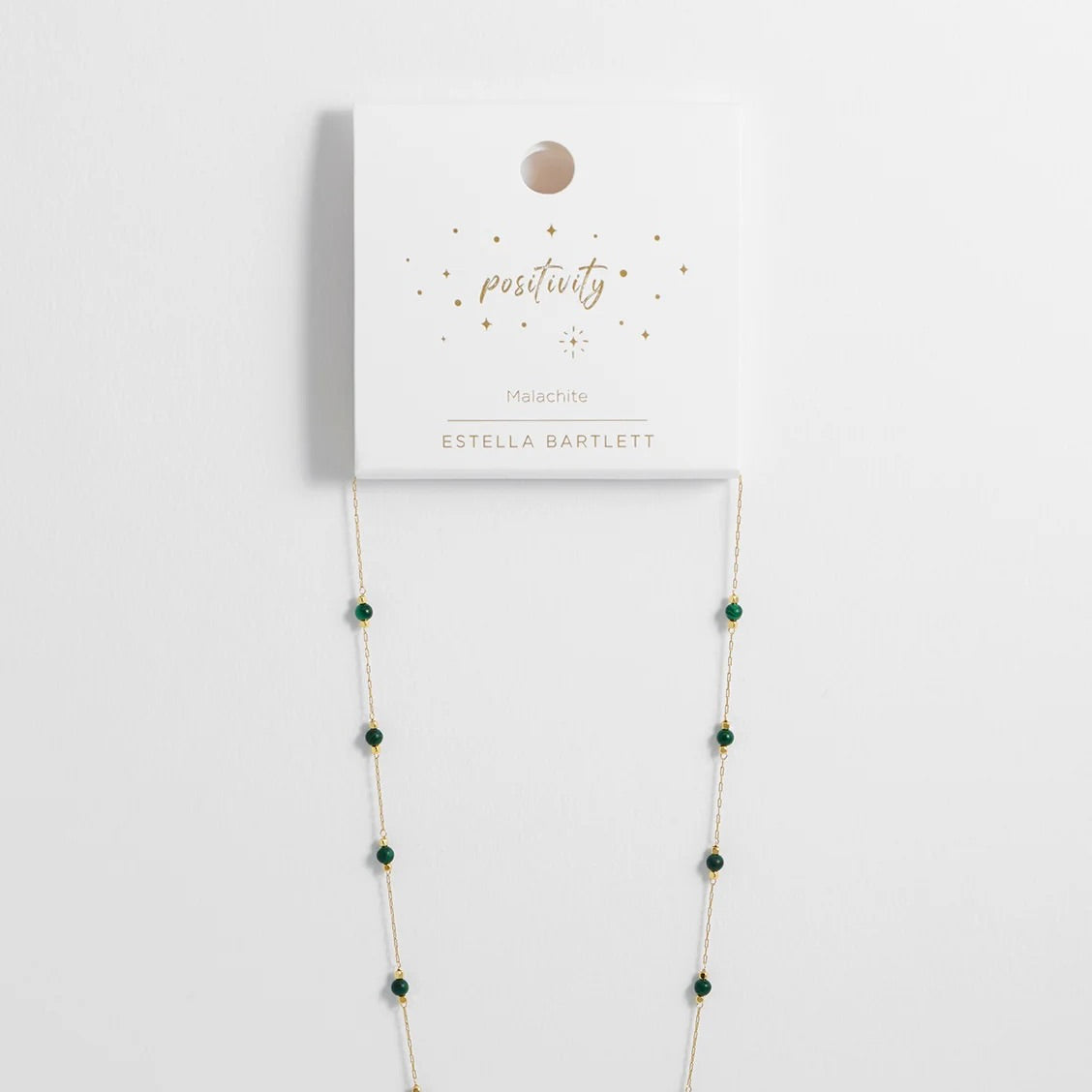 Wellness Malachite Gemstone Bead Necklace Gold Plated by Estella Bartlett