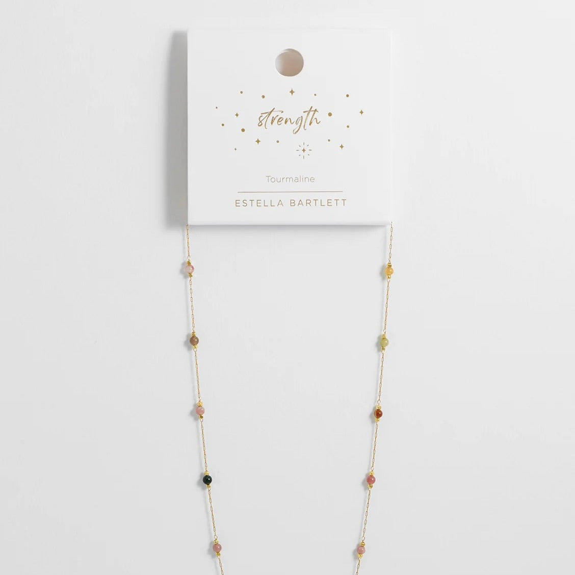 Wellness Tourmaline Gemstone Bead Necklace Gold Plated by Estella Bartlett