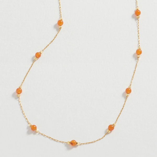 Wellness Carnelian Orange Gemstone Bead Necklace by Estella Bartlett