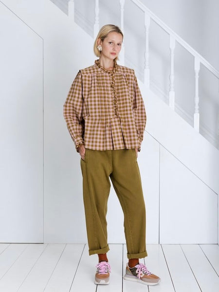 Olive Gingham Etienne Blouse By Bonté