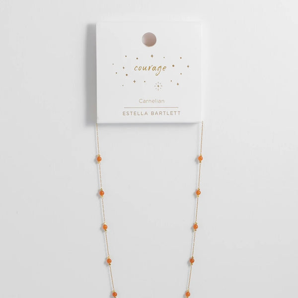 Wellness Carnelian Orange Gemstone Bead Necklace by Estella Bartlett