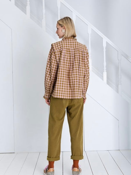 Olive Gingham Etienne Blouse By Bonté