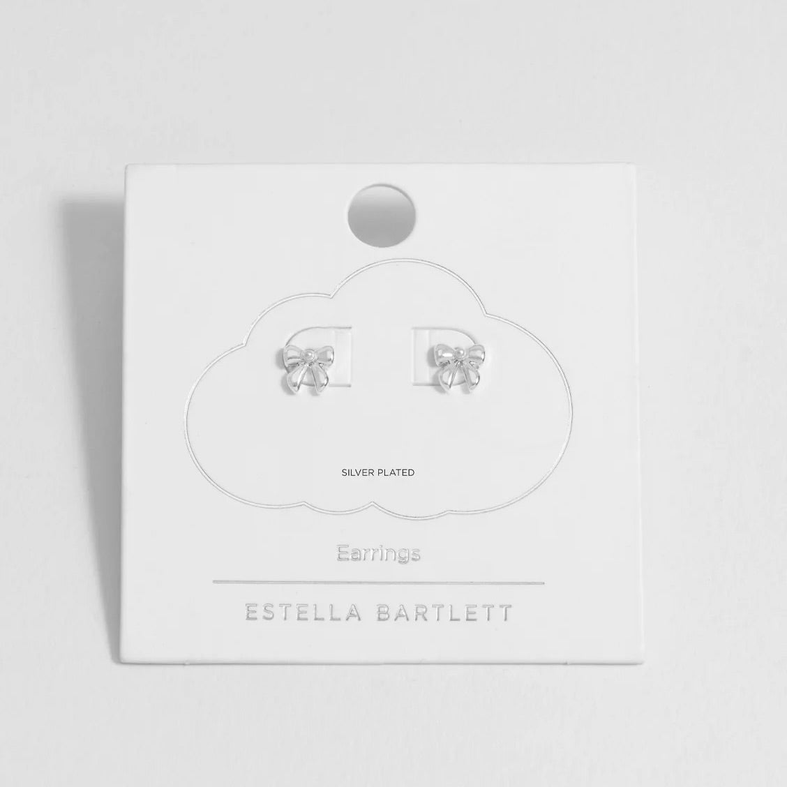 Pearl Bow Stud Earrings Silver Plated by Estella Bartlett