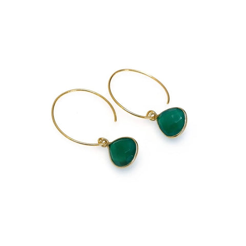 Handcrafted Gemstone Green Onyx Crystal Earrings by Annabella Moore