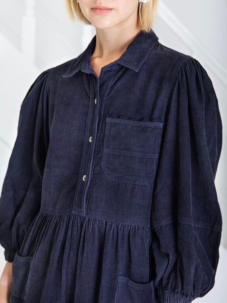 Midnight Baby Cord Adriane Dress By Bonté