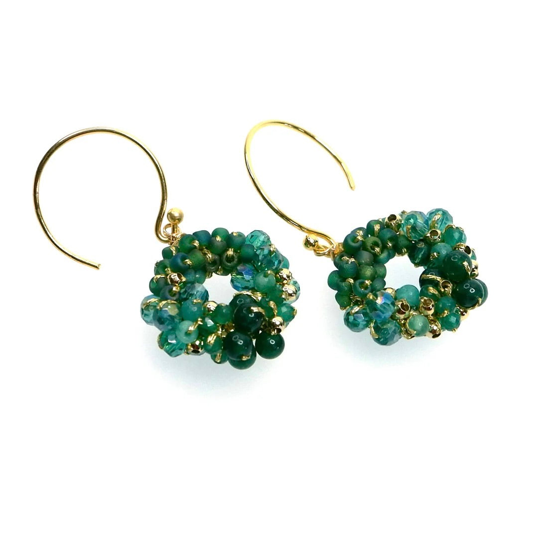 Handcrafted Gemstone Jade & Crystals Earrings by Annabella Moore