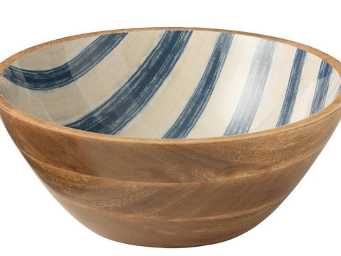 Mango Wood Blue/White Bowl