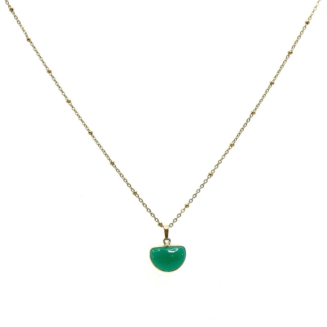 Handcrafted Green Onyx Gemstone Necklace with 18K Gold Plating by Annabella Moore