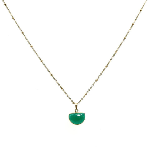 Handcrafted Green Onyx Gemstone Necklace with 18K Gold Plating by Annabella Moore