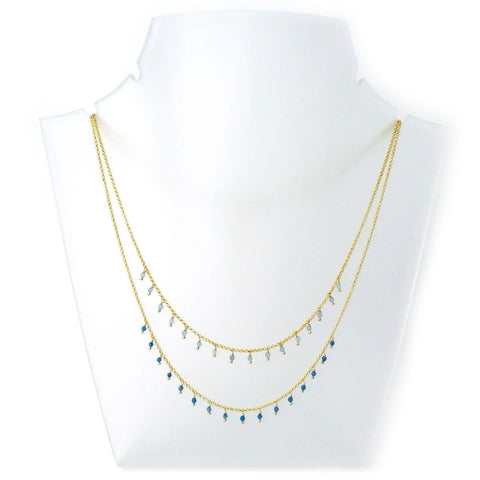 Handcrafted Apatite & Cat's Eye Gemstone Necklace with 18K Gold Plating by Annabella Moore