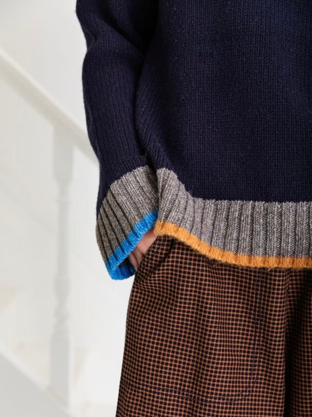 Navy Bailey Polo Chunky Jumper By Bonté