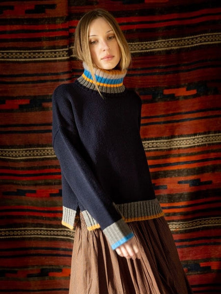 Navy Bailey Polo Chunky Jumper By Bonté