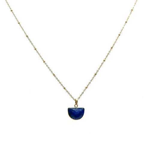 Handcrafted Dark Blue Lapis Gemstone Necklace with 18K Gold Plating by Annabella Moore