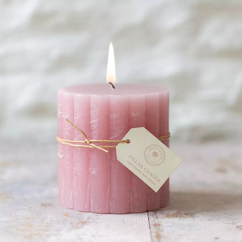 Rose Rustic Twisted Pillar Candle