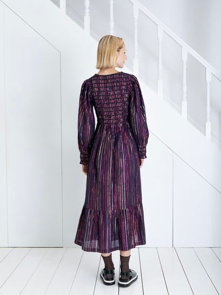 Navy Metallic Smock Dress By Bonté