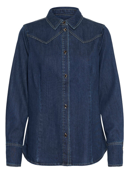 Dark Denim Western Shirt By Saint Tropez
