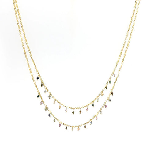 Handcrafted Grey Tourmaline Gemstone Necklace with 18K Gold Plating by Annabella Moore