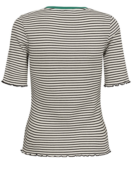 Striped Short Sleeve Frill T-Shirt by Numph