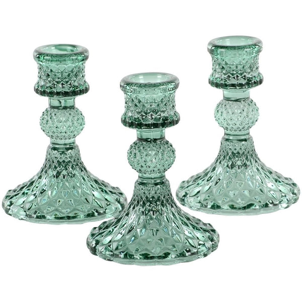 Green Harlequin Candlestick Holder