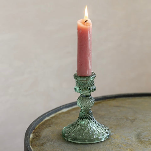 Green Harlequin Candlestick Holder