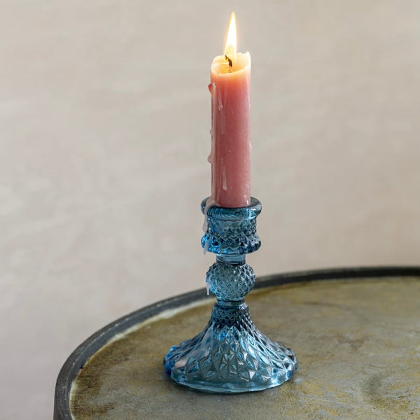 Blue Harlequin Candlestick Holder