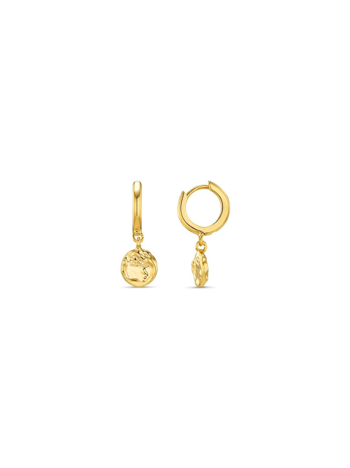 Gold Coin Huggie Hoops Earrings by Orelia