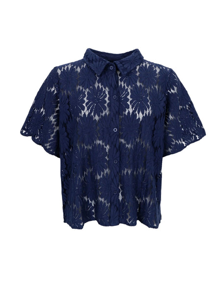 Navy Lace Blouse By Black Colour
