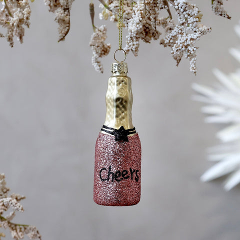 Glitter Champagne Bottle Tree Decoration