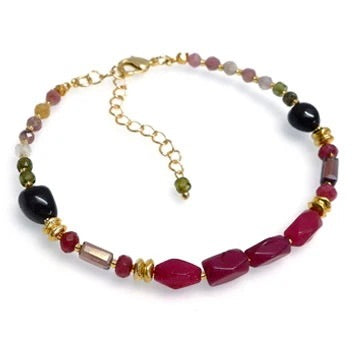 Handcrafted Gemstone Bracelet with 18K Gold Plating by Annabella Moore
