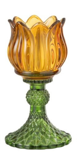 Yellow Tulip Glass Candle Holder