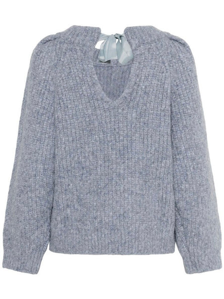 Blue Knit Satin Bow Back By Soaked