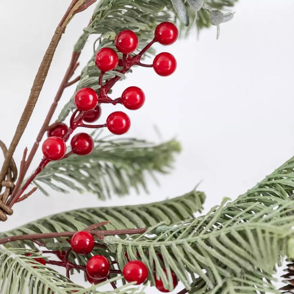 Red Berry Cone and Spruce Garland By Grand Illusions