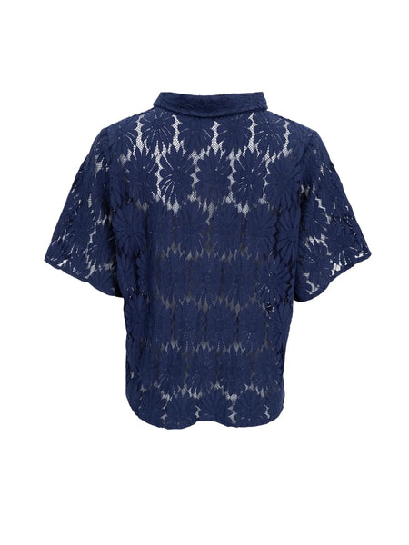 Navy Lace Blouse By Black Colour