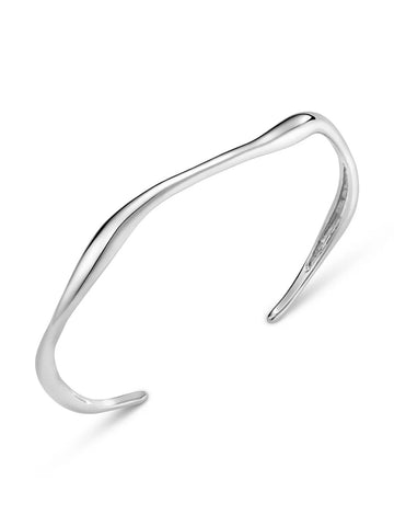 Silver Fine Wave Bangle by Orelia