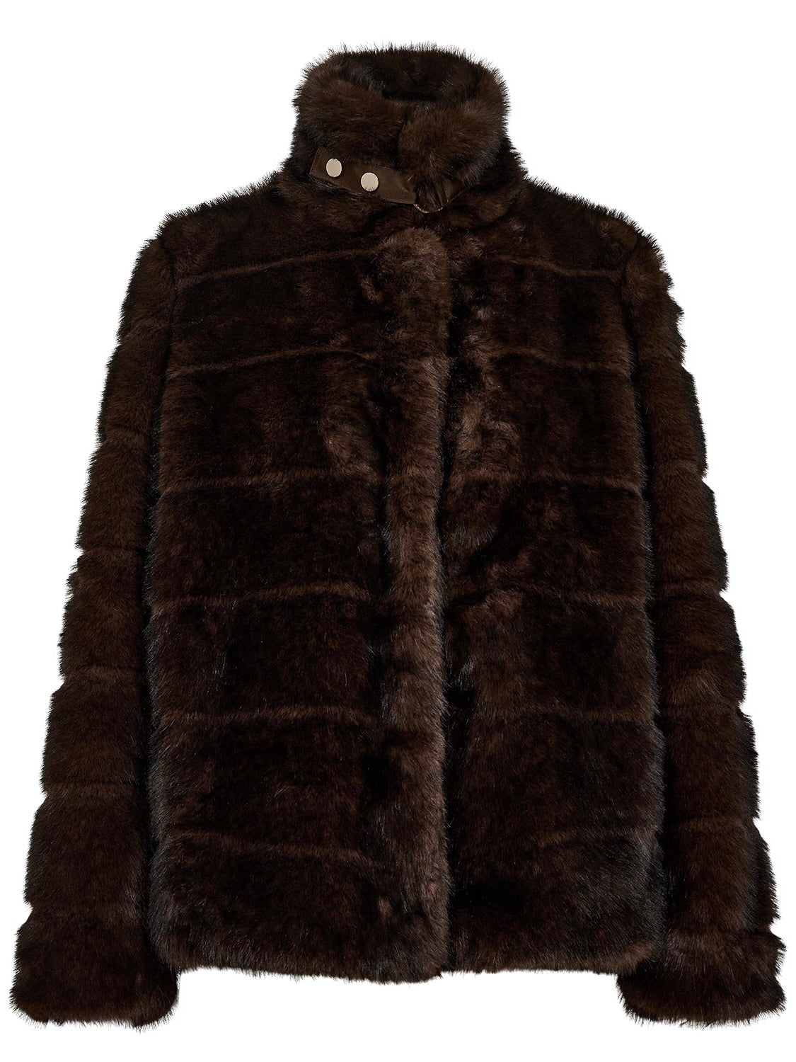 Chocolate Ribbed Fur Coat by Nümph