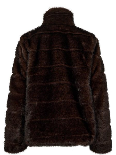 Chocolate Ribbed Fur Coat by Nümph