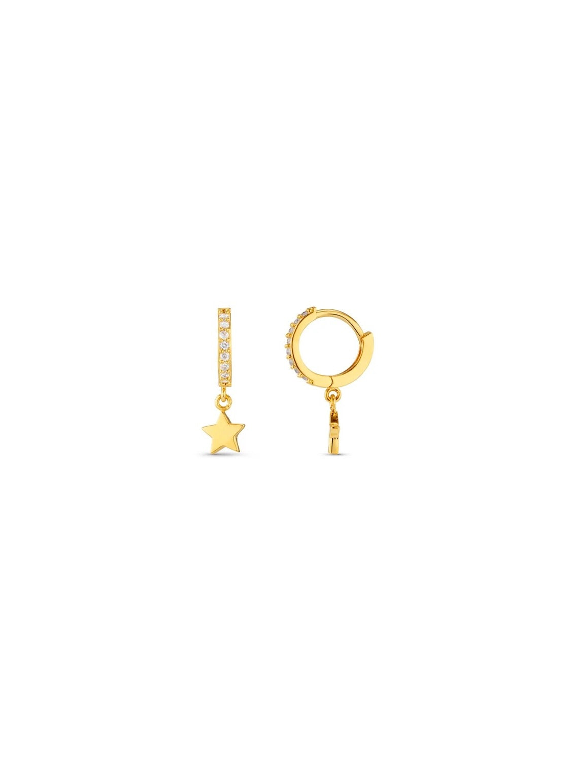 Gold Pave Mini Micro Star Drop Hoop Earrings by Orelia