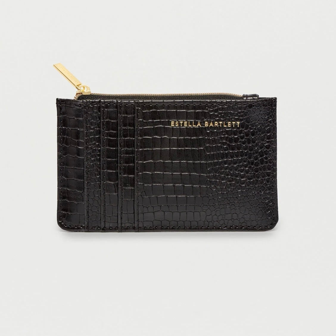 Black Crocodile Rectangle Card Purse by Estella Bartlett