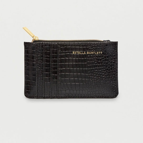Black Crocodile Rectangle Card Purse by Estella Bartlett