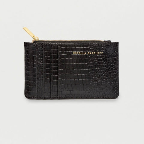 Black Crocodile Rectangle Card Purse by Estella Bartlett